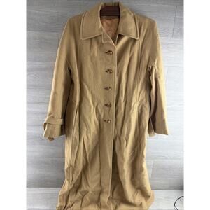 Bullock’s 100% Baby Camel Hair Over Coat Sz M/L Made In USA Vintage Tan